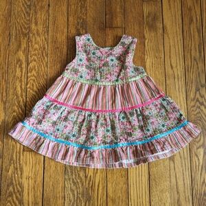 Vintage Deux Par Deux Baby Corduroy Floral Dress 6M